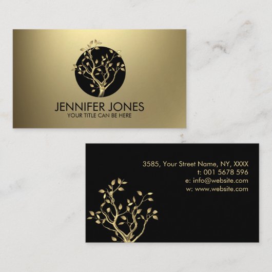 Luxe Pastel Gold Tree-symbool Visitekaartje (Voorkant / Achterkant)