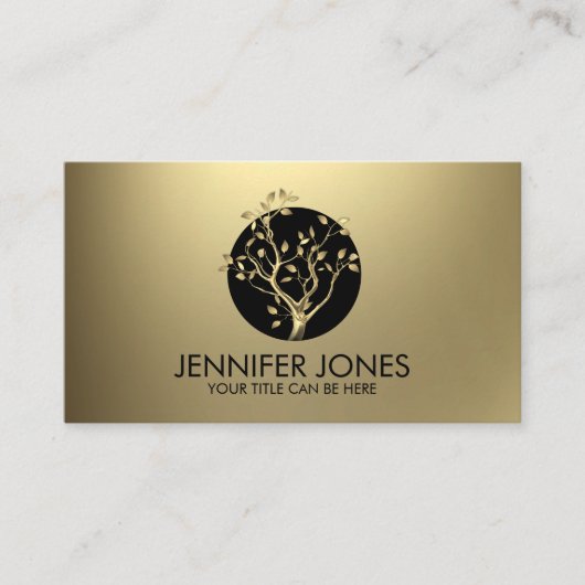 Luxe Pastel Gold Tree-symbool Visitekaartje (Voorkant)