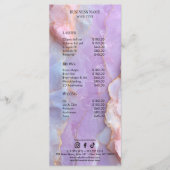 Luxe Pastel Marmer Wimper Kunstenaar Salon Prijsli Menu (Voorkant)