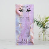 Luxe Pastel Marmer Wimper Kunstenaar Salon Prijsli Menu (Staand voorkant)