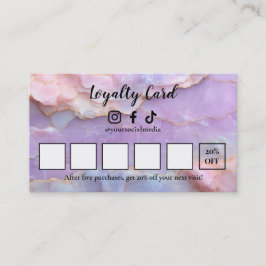 Luxe Pastel Marmer Wimperstylist Loyaltykaart Klantenkaartje