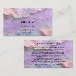 Luxe Pastel Marmer Wimperstylist Nazorgkaart Afsprakenkaartje