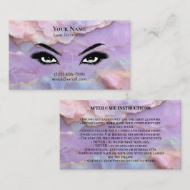 Luxe Pastel Marmer Wimperstylist Nazorgkaart Afsprakenkaartje
