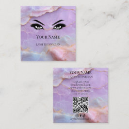 Luxe Pastel Marmeren Wimperkunstenaar QR-code  Vierkante Visitekaartje