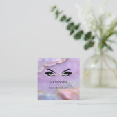 Luxe Pastel Marmeren Wimperkunstenaar QR-code Vierkante Visitekaartje (Staand voorkant)