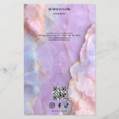 Luxe Pastel Marmeren Wimpers Ar Salon Prijslijst M Flyer (Achterkant)
