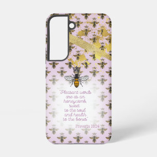 Luxe Pastel Mauve Gouden Bij Raster Bijbel Koningi Samsung Galaxy Hoesje