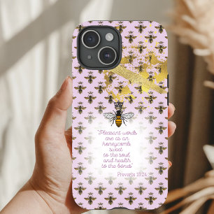 Luxe Pastel Mauve Gouden Bij Raster Gelovige Konin iPhone 15 Case
