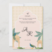 Luxe pastel Mughal thema uitnodiging kaart Sikh (Voorkant)