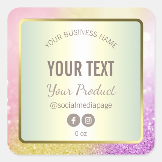 Luxe Pastel Pink Gold Glitter Product Labels (Voorkant)