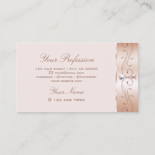 Luxe Pastel Roos Goud  Sparkle Diamonds Visitekaartje (Achterkant)