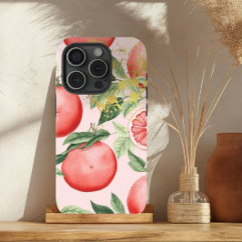 Luxe Pastel Roze en Goud Grapefruit Trellis iPhone 15 Case
