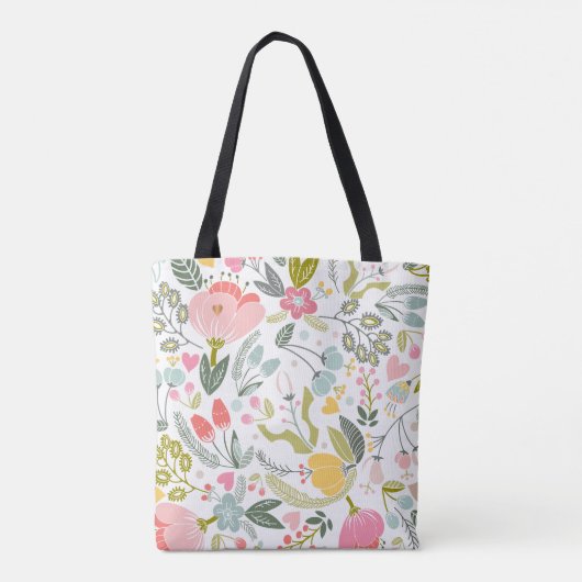 Luxe pastel roze floral kopermonogram wit tote bag (Achterkant)