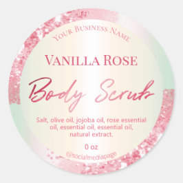 Luxe Pastel Roze Glitter Body Scrub Labels