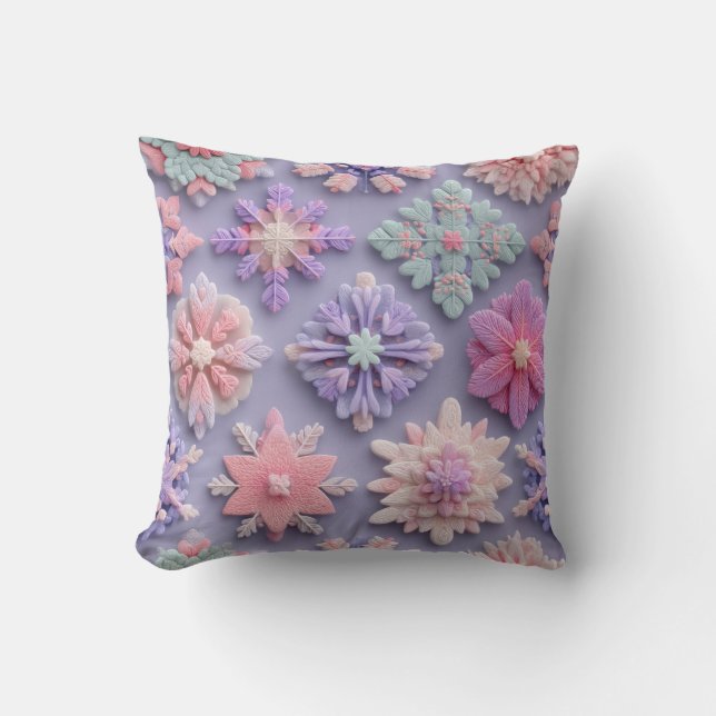 Luxe Pastel Sneeuwvlok Bloem Kussen (Voorkant)
