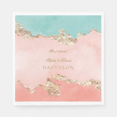 Luxe Pastel Waterverf Goud Folie Bruiloft Servet (Voorkant)