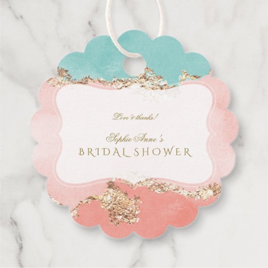 Luxe Pastel Waterverf Goud Folie Bruiloftsfeest Bedankjes Labels (Achterkant)