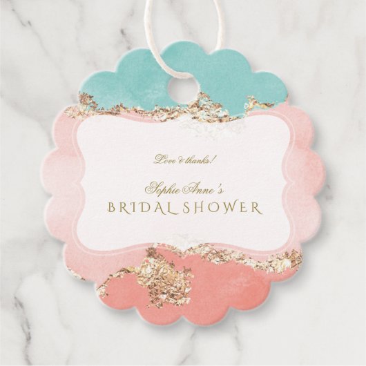 Luxe Pastel Waterverf Goud Folie Bruiloftsfeest Bedankjes Labels (Voorkant)