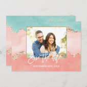 Luxe Pastel Waterverf Goud Folie Save The Date (Voorkant / Achterkant)