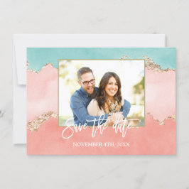 Luxe Pastel Waterverf Goud Folie Save The Date