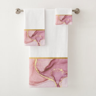LUXE PASTEL WHITMARBLE GOLD BATHROOM TOWEL SET BAD HANDDOEK
