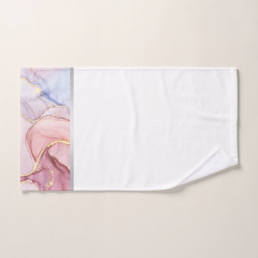 LUXE PASTEL WIT MARMER ZILVEREN BADKAMER HANDDOEK  (Handdoek)
