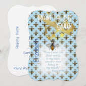 Luxe Pastelblauwe Bij Grid Koningin Goud Kaart (Voorkant / Achterkant)