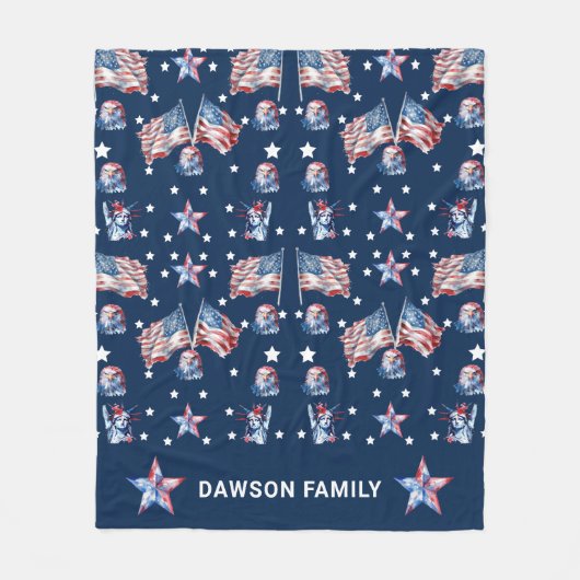 Luxe Patriottische 4 juli gepersonaliseerd Fleece Deken (Voorkant)