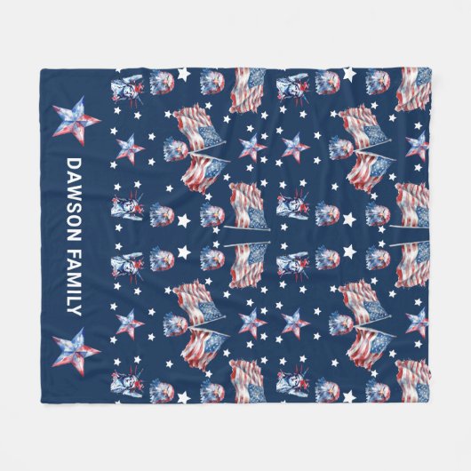Luxe Patriottische 4 juli gepersonaliseerd Fleece Deken (Voorkant (Horizontaal))