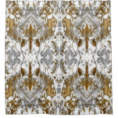 Luxe  patroon in goud, wit en grijs  douchegordijn (Voorkant)