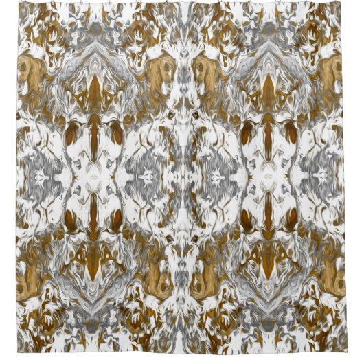 Luxe patroon in goud, wit en grijs douchegordijn (Voorkant)