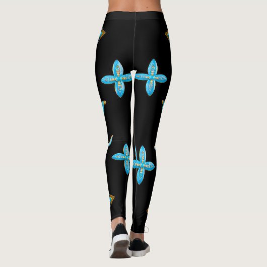 Luxe Patroon Leggings Blue Gold (Achterkant)