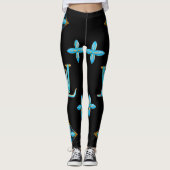 Luxe Patroon Leggings Blue Gold (Voorkant)