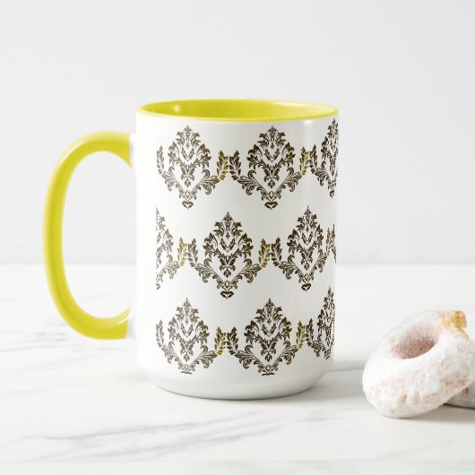 Luxe Pattern Stylish Coffee Tea Mok/Cup Geel Mok (Met donut)