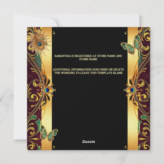 Luxe pauw balgons veer goud zwart chic feestdagenkaart (Achterkant)