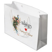 Luxe Pauw Floral – (Aangepaste naam & datum) Groot Cadeauzakje (Achterkant Gekanteld)