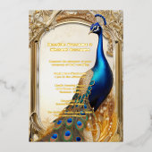 Luxe pauw land bruiloft Indische chic Folie Uitnodiging (Voorkant)