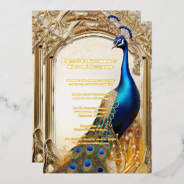 Luxe pauw land bruiloft Indische chic Folie Uitnodiging