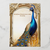 Luxe pauw land bruiloft Indische chic Folie Uitnodiging (Achterkant)