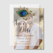 Luxe pauw veer parel overlay elegant vellum uitnodigingen (Offset (Koppel))