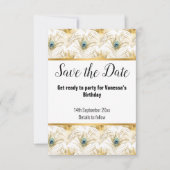 LUXE PAUWENVEER GOUD SAVE THE DATE RSVP KAARTJE (Voorkant)