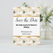 LUXE PAUWENVEER GOUD SAVE THE DATE RSVP KAARTJE (Staand voorkant)