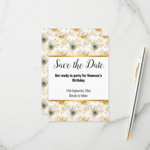 LUXE PAUWENVEER GOUD SAVE THE DATE RSVP KAARTJE