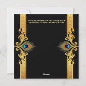 Luxe pauwenveer lijst goud zwart elegant feestdagenkaart (Achterkant)