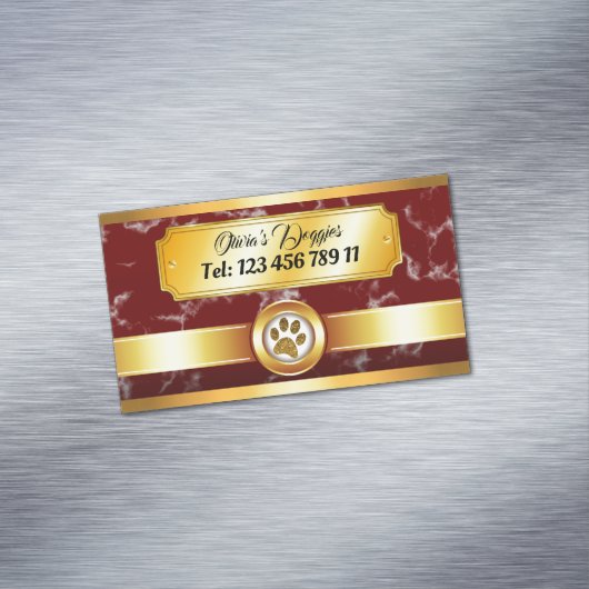Luxe Paw Print Hond Walker Pet Sitter Magnetisch Visitekaartje (Voorbeeld)