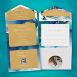 Luxe Peacock Blue QR code foto Bruiloft Alles All In One Uitnodiging<br><div class="desc">Introductie van de Elegant Luxe Peacock Blue Regal Wedding All in One Invitation, de perfecte keuze voor uw speciale dag. Deze prachtige uitnodiging combineert de schoonheid van een koninklijke pauw blauw met elegante designelementen en creëert een onvergetelijke eerste indruk voor uw gasten. De pauwenblauwe kleur is diep en levendig en...</div>