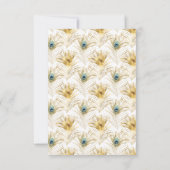 LUXE PEACOCK FEATHER GOLD DE DATUM OP RSVP KAARTJE (Achterkant)