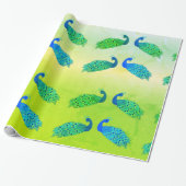 Luxe  Peacock-printer Cadeaupapier (Uitgerold)
