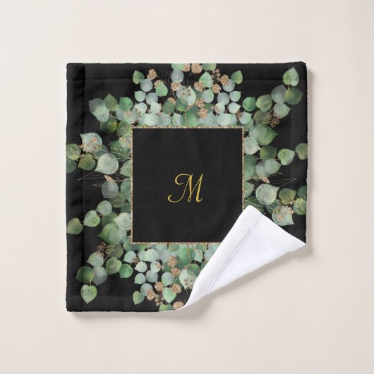LUXE PERSONALISEERD EUCALYPTUS BLACK BATH TOWEL SE BAD HANDDOEK (Wasdoekje)