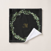 LUXE PERSONALISEERD EUCALYPTUS ZWART VOLLEDIG WREA BAD HANDDOEK (Wasdoekje)